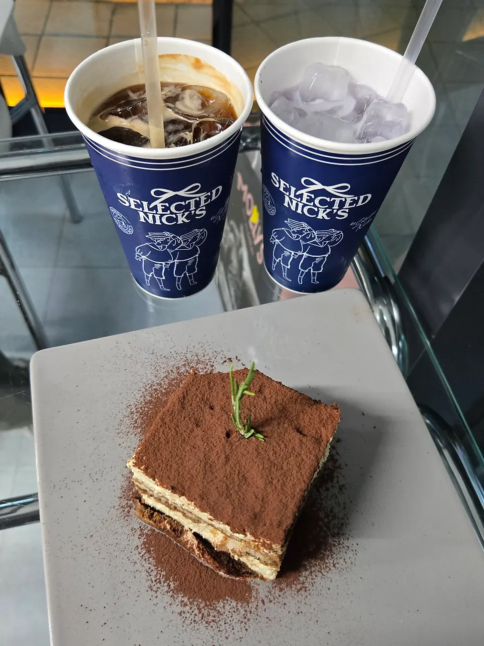 Tiramisu paired with iced americano