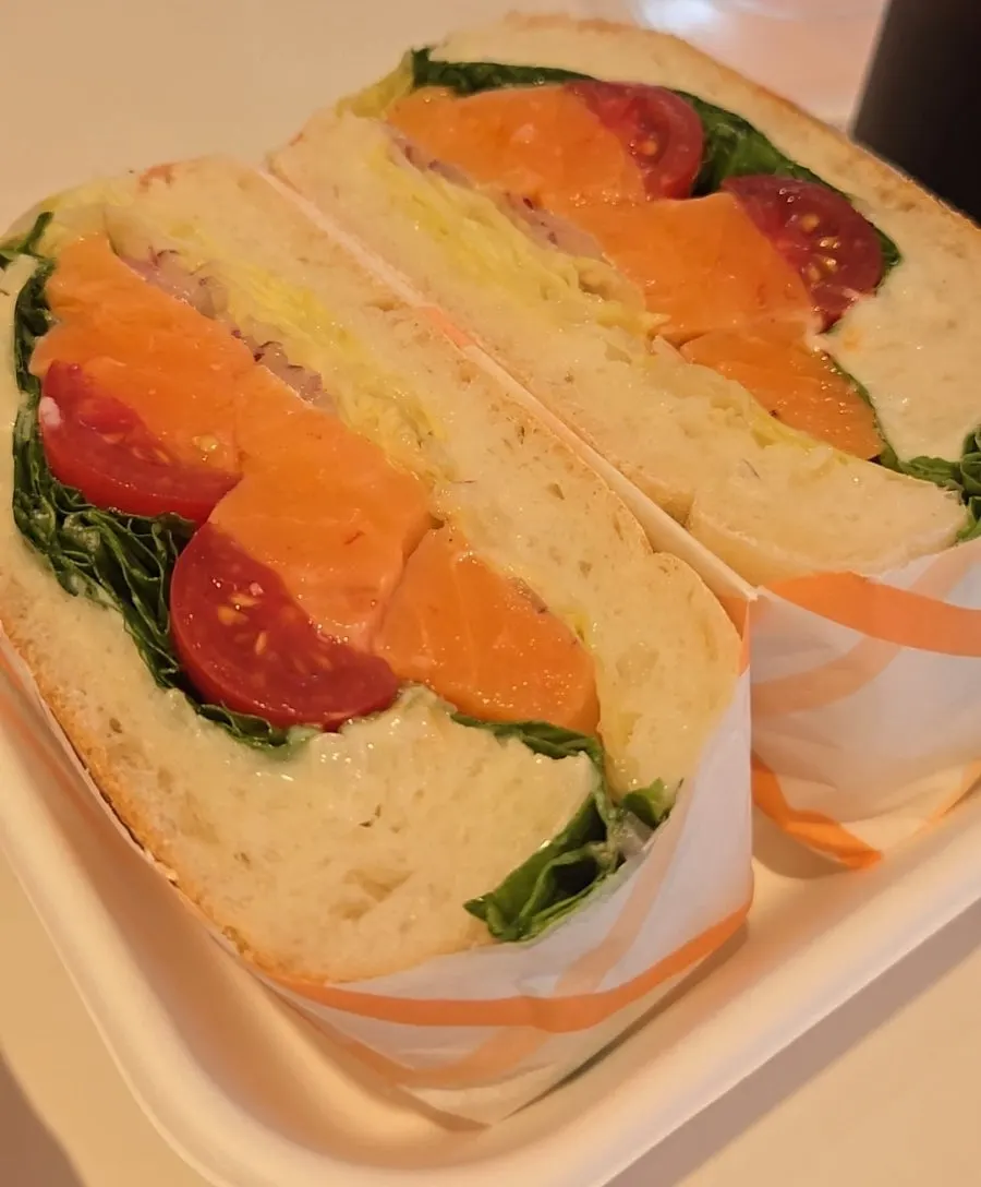 Cross-section of the salmon sandwich