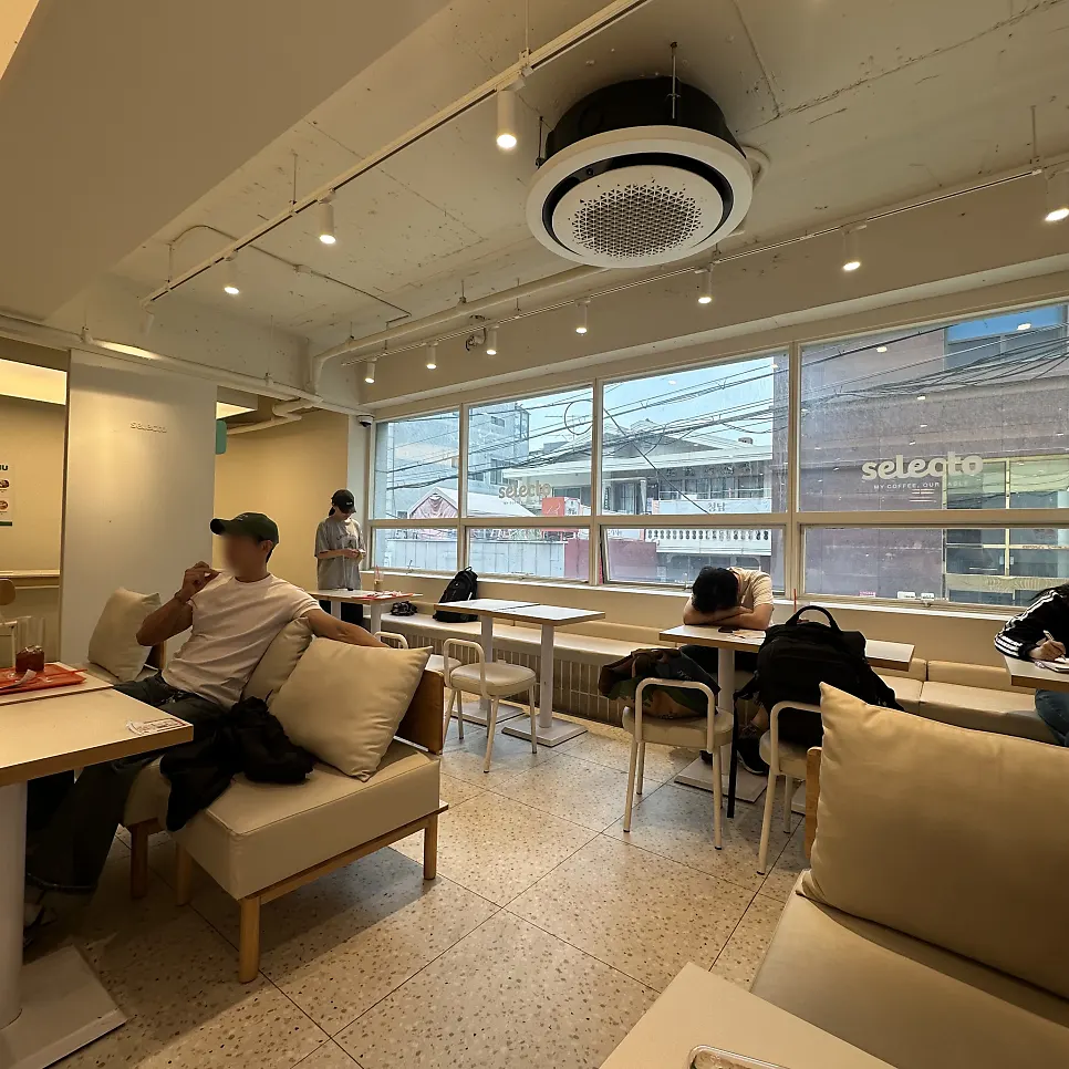 Café terrace with outdoor tables