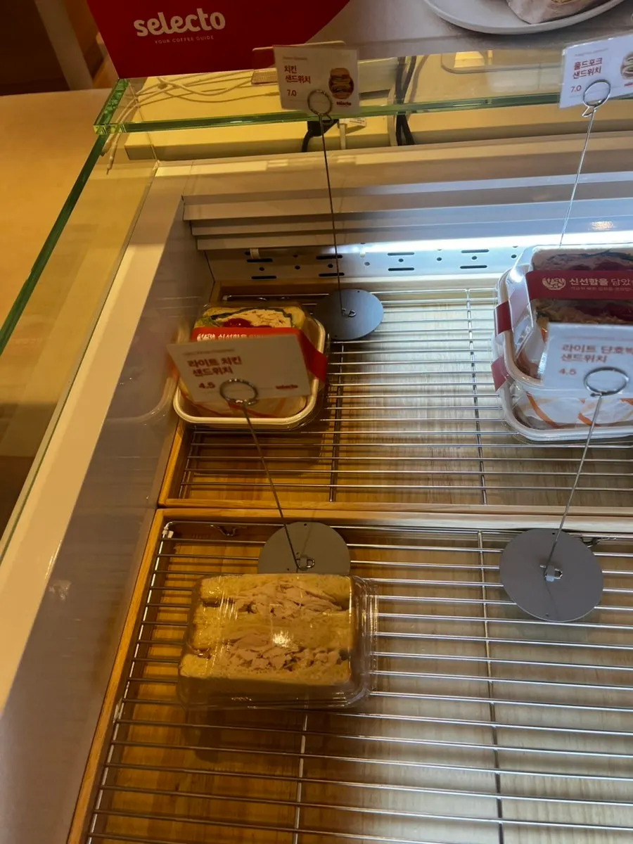 Various sandwiches in the showcase