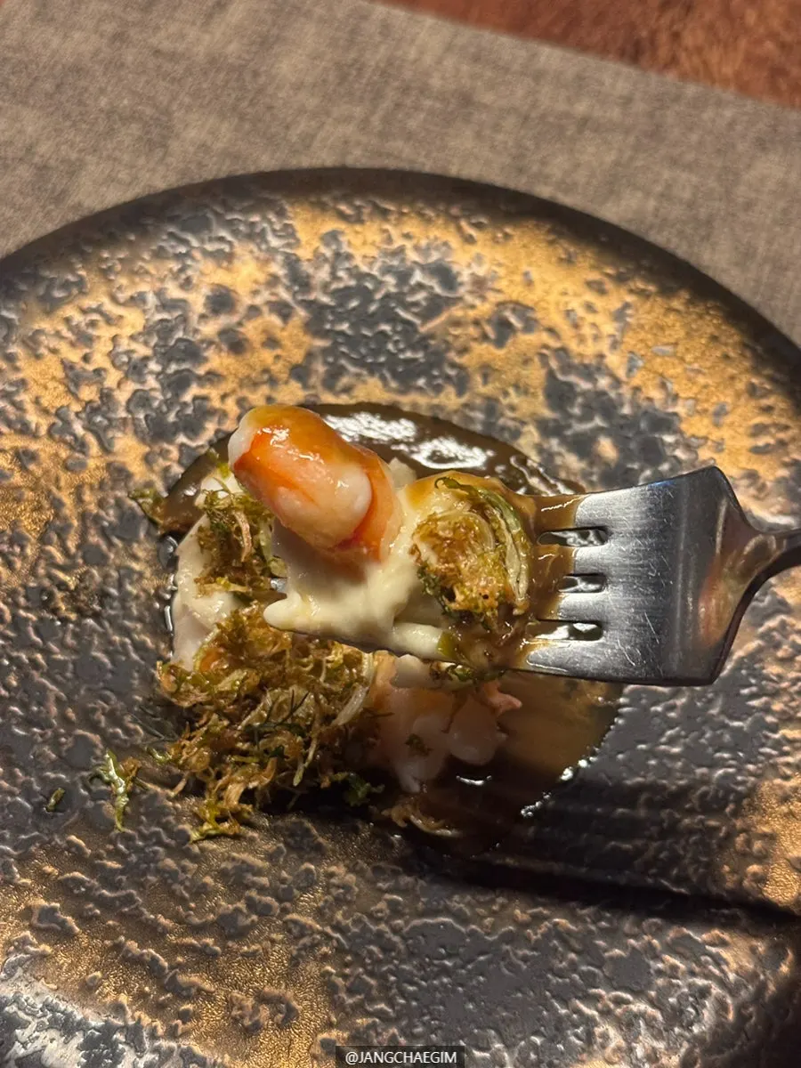 Close-up of Vinovine's shrimp appetizer
