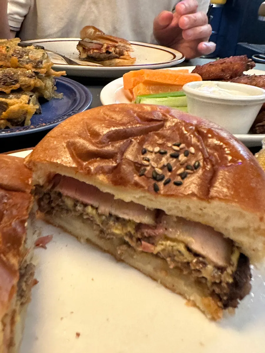 Bacon cheeseburger with a thick patty