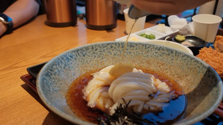 The soy sauce udon and mini tonkatsu set