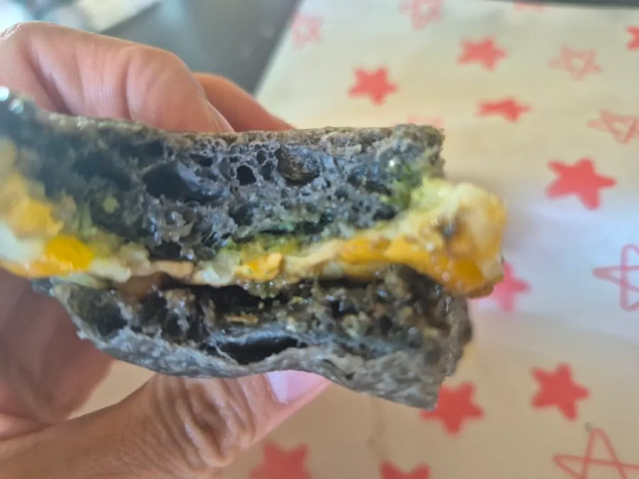 Genovese sandwich with basil pesto and mozzarella