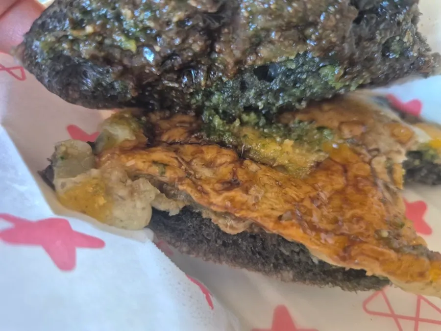 Cross-section of a cheese-loaded genovese sandwich