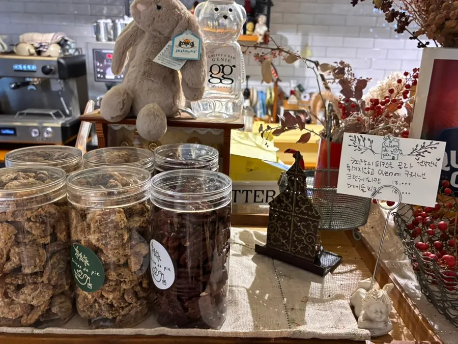 Baked goods displayed in the store