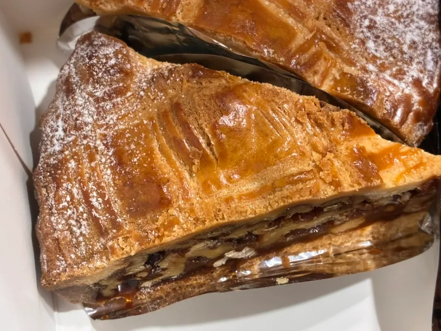 Cross-section of a slice of Engadiner pie