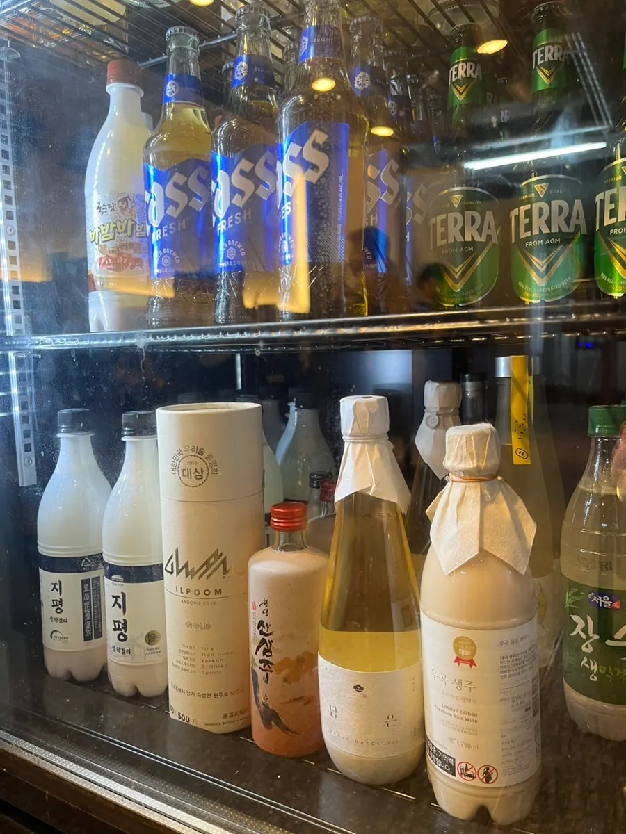 서초정계 소주와 맥주 주류 메뉴