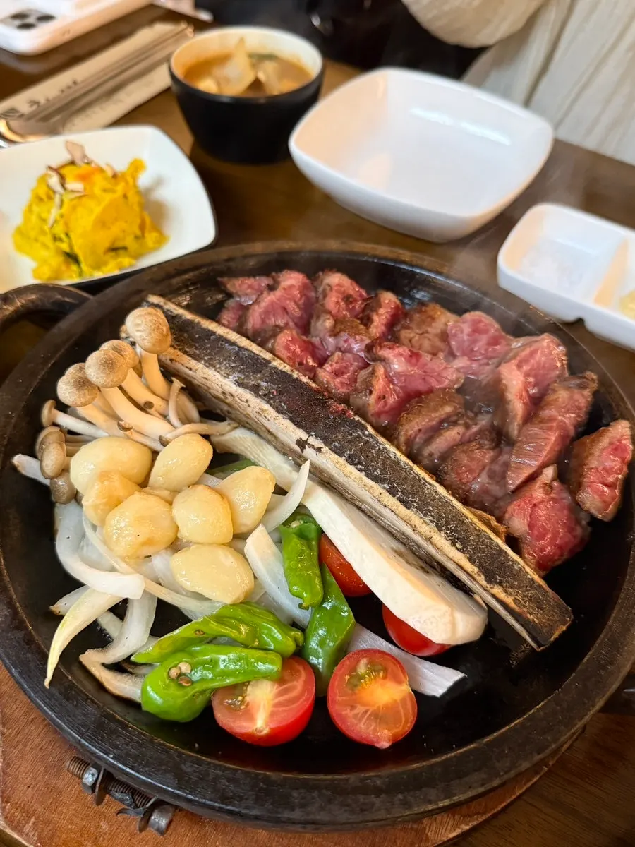 Korean beef flower short rib served rare