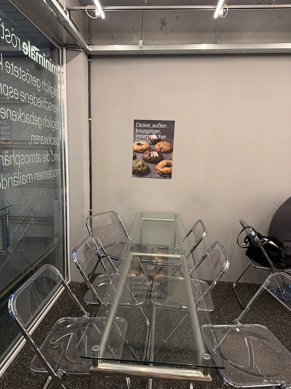 Interior decorated with silver and transparent materials
