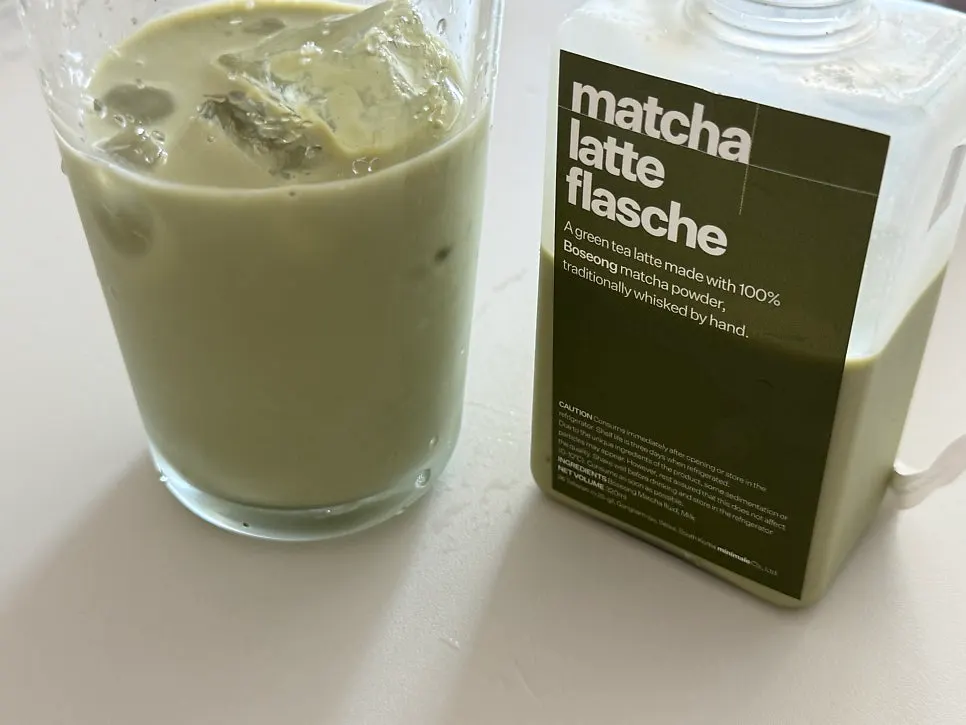 Matcha latte flacher bottle brought home