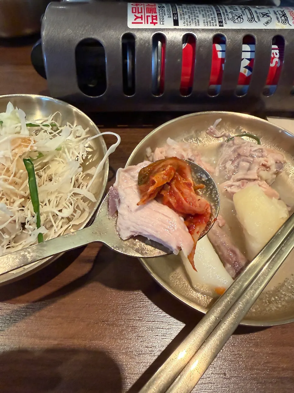Meal with rich dak han mari broth
