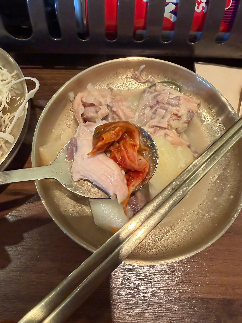 Kimchi served with dak han mari