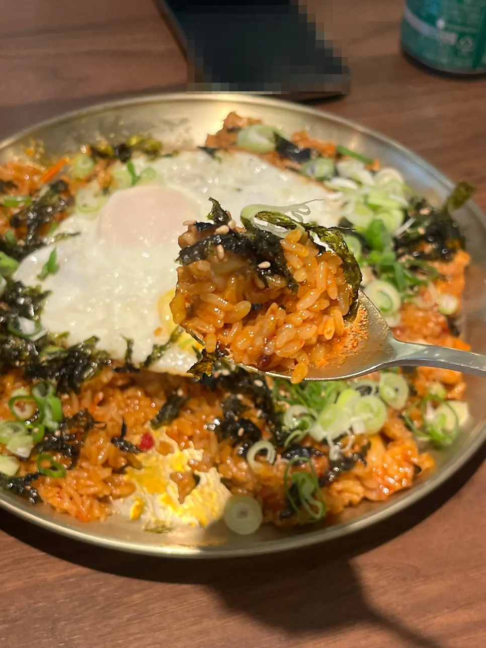 Close-up of rice grains coated in sauce