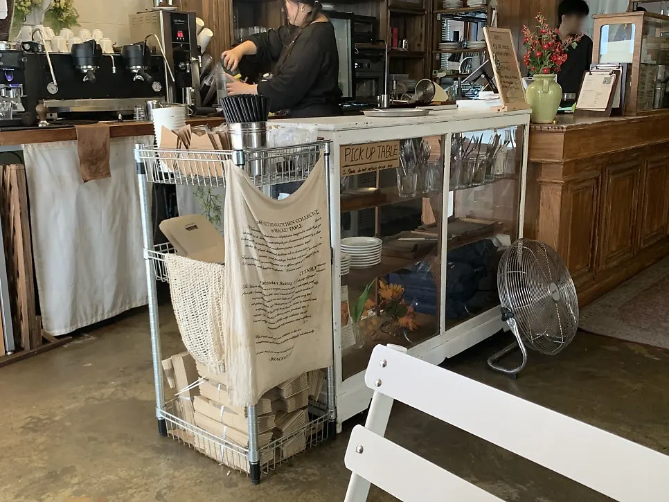 Interior of the Seochon brunch café with early-morning customers