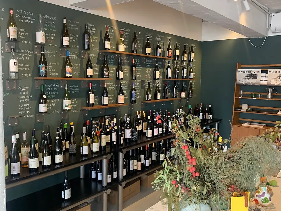 Wine bottles on display in the store
