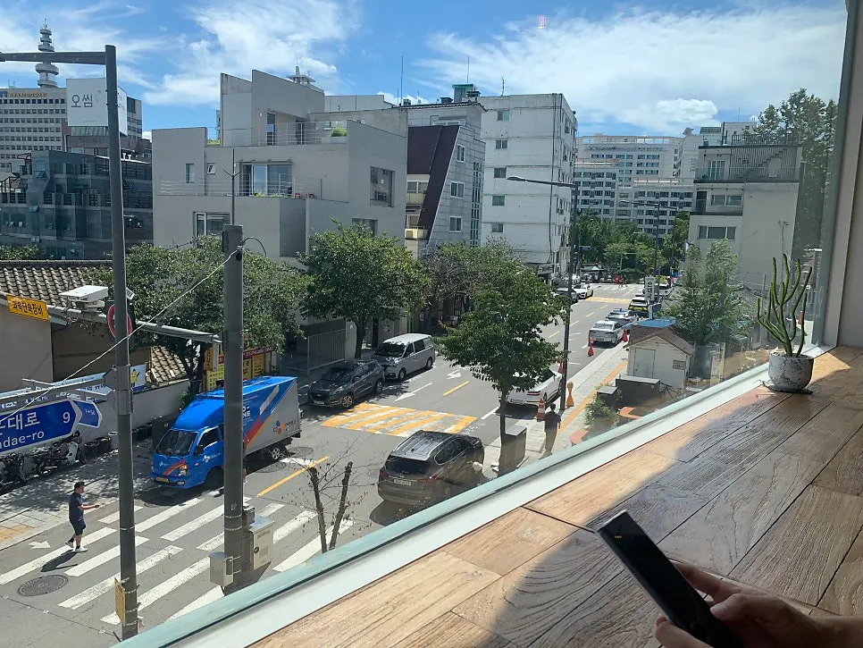 View of Seochon through the 3rd-floor windows