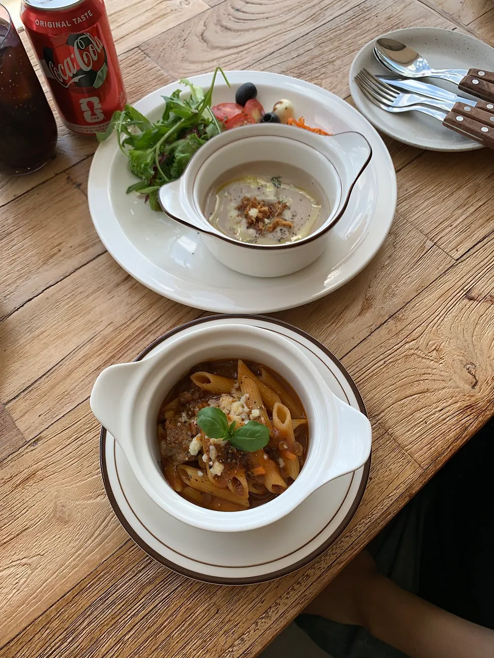 Lunch Club Course C mushroom soup and salad