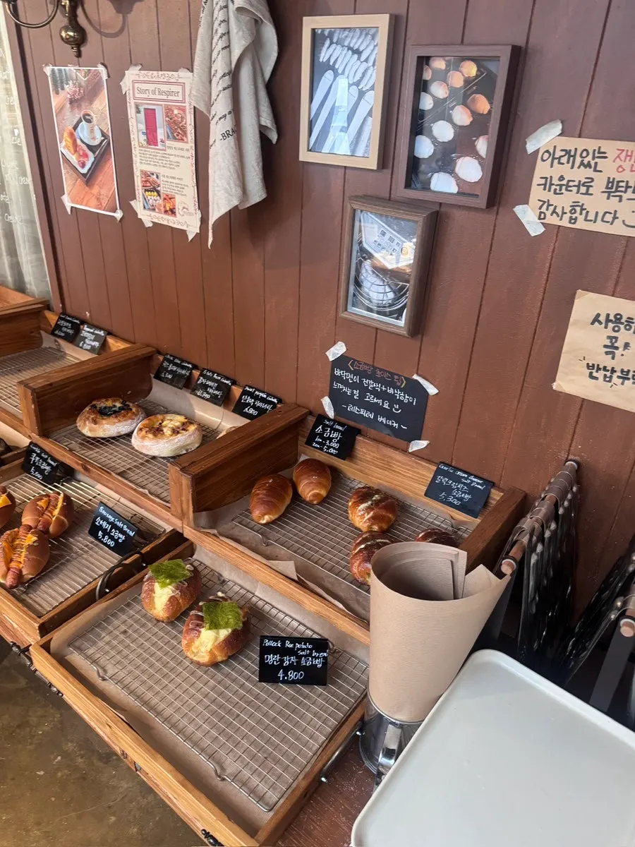 Bakery display case near the counter