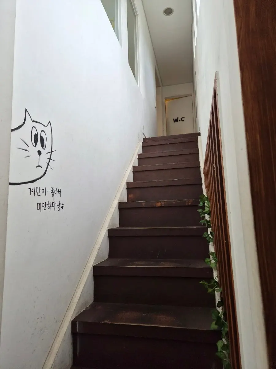 Stairs leading up from the first to the second floor