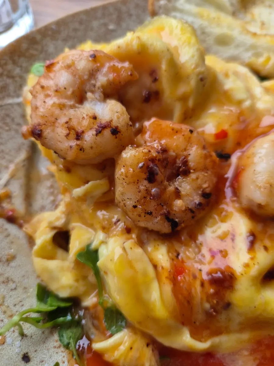 Shrimp sandwich as filling as a brunch plate
