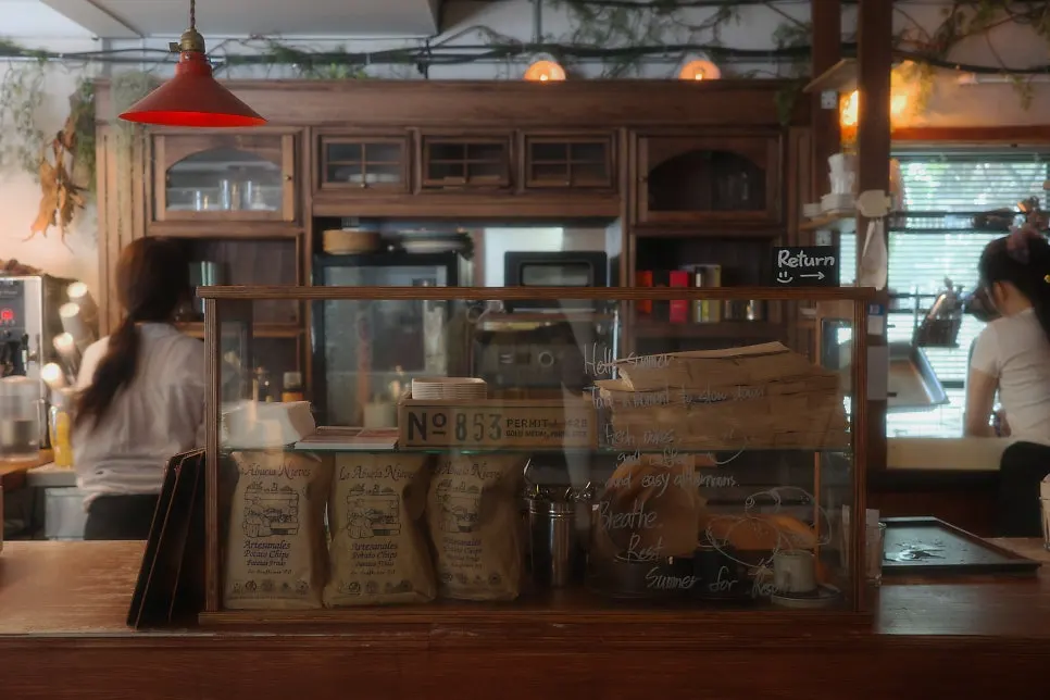 Wood-toned interior at Respire Bakery Cafe