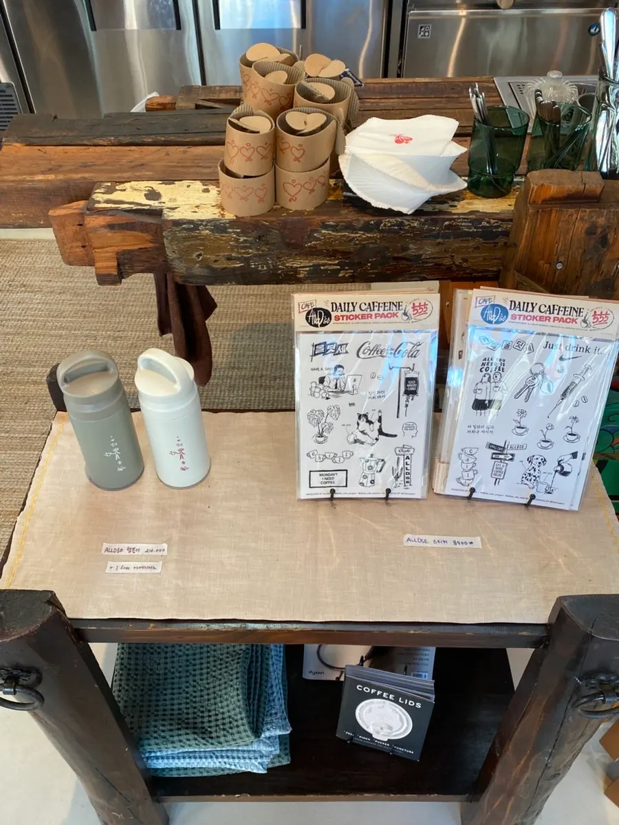 Stickers and tumblers sold at Oldsse Seochon