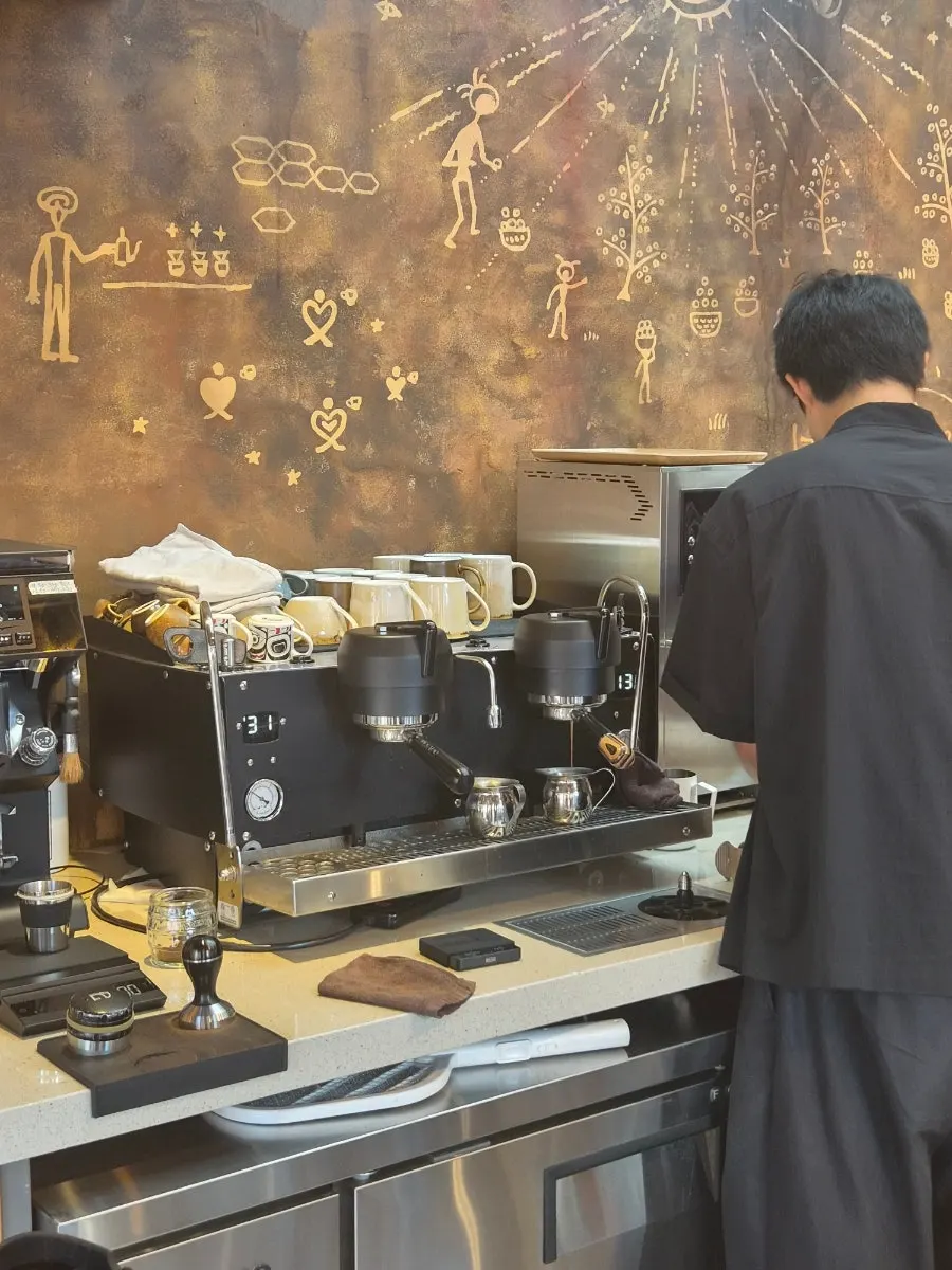 Coffee inside the hanok space at Oldsse Seochon