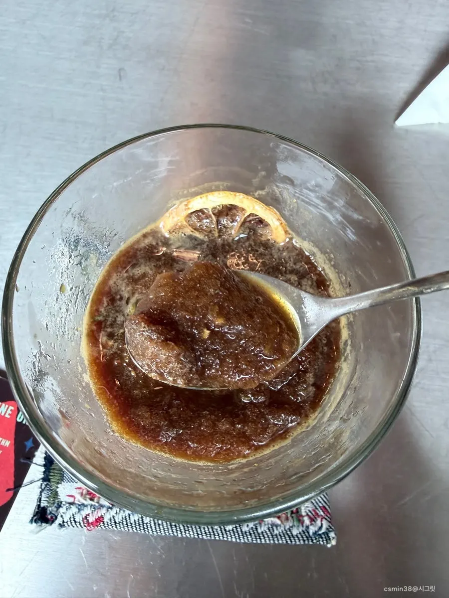 Close-up of lemon sorbet mixed with espresso