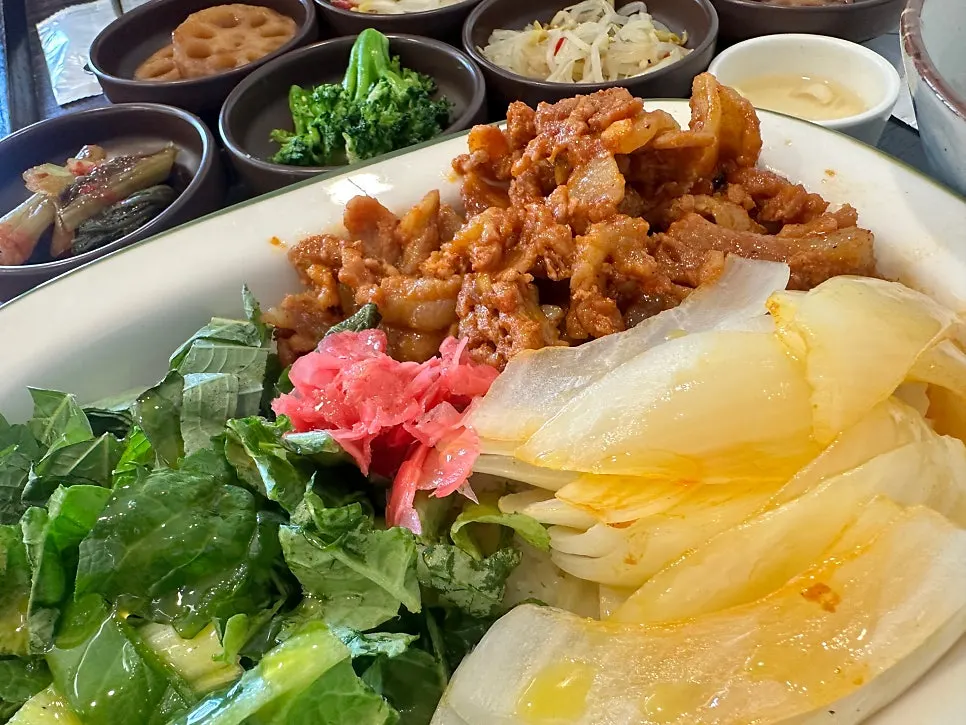 Grilled onion side dish that looks like white kimchi