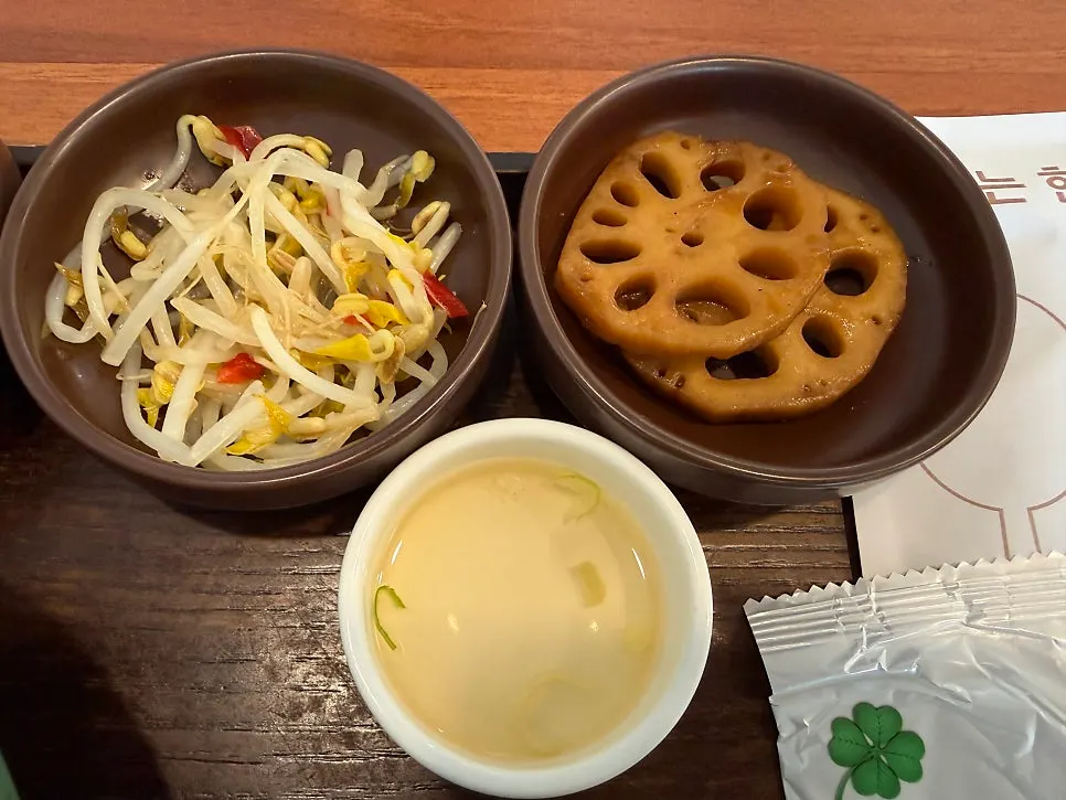 Seochon Nugak's lunch spread laid out like a full table setting