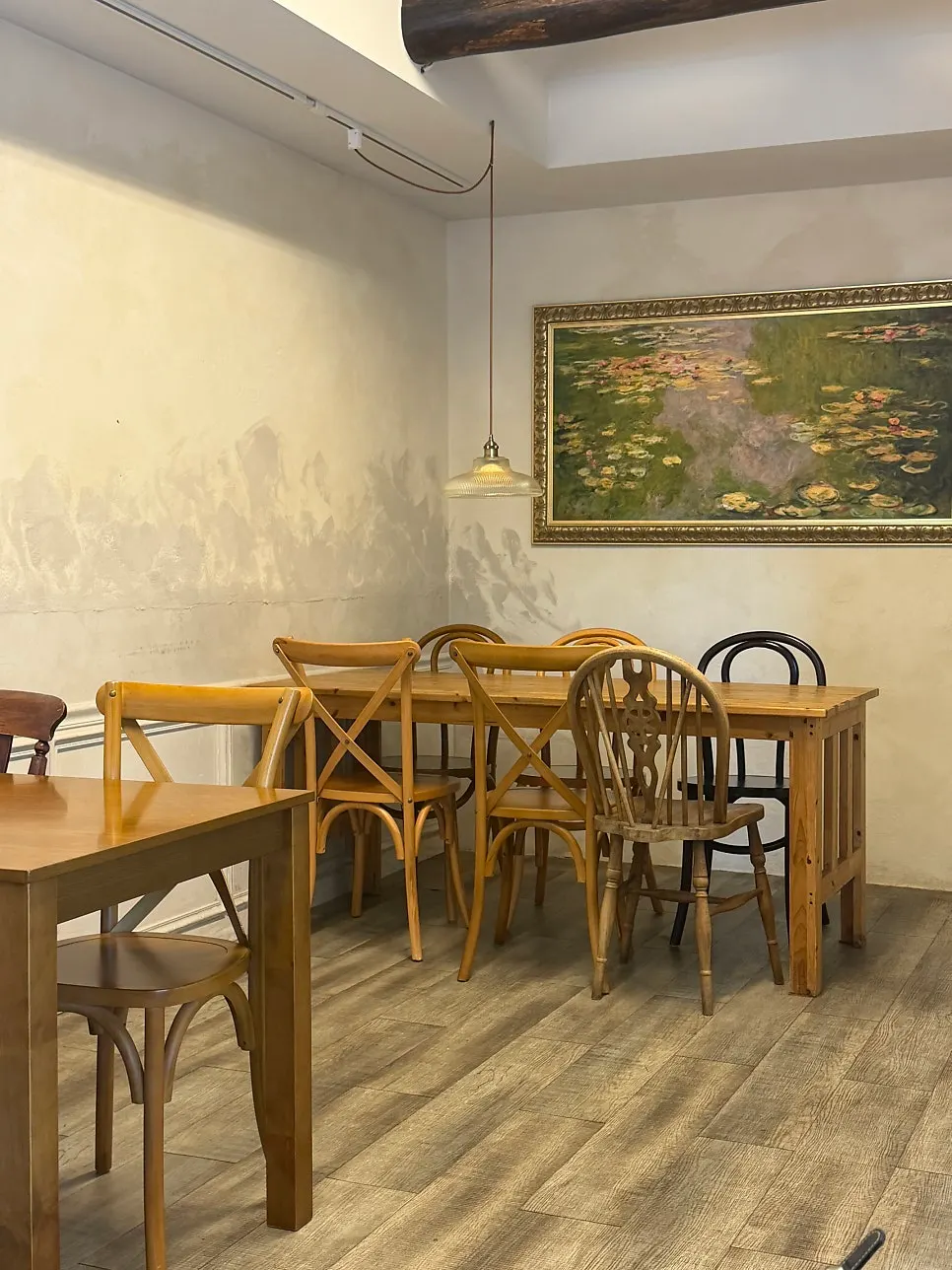View of the second-floor seating at Respire Bakery