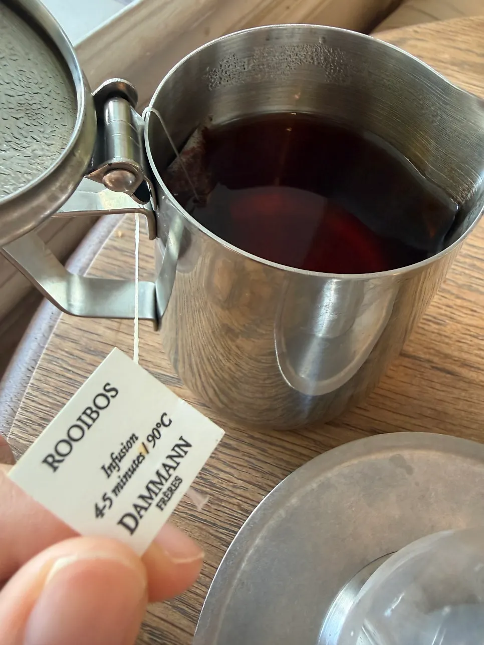 Glass of iced rooibos on the table