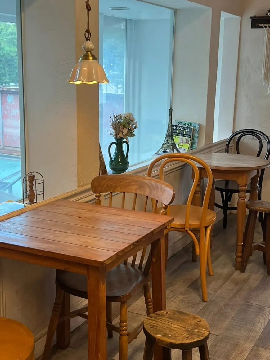 Attic-style second floor seating