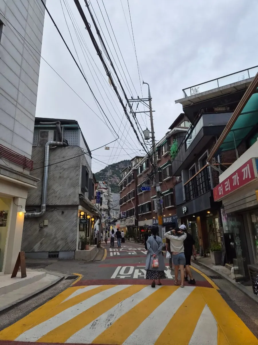 Vertical shot of Seochon alley in the evening