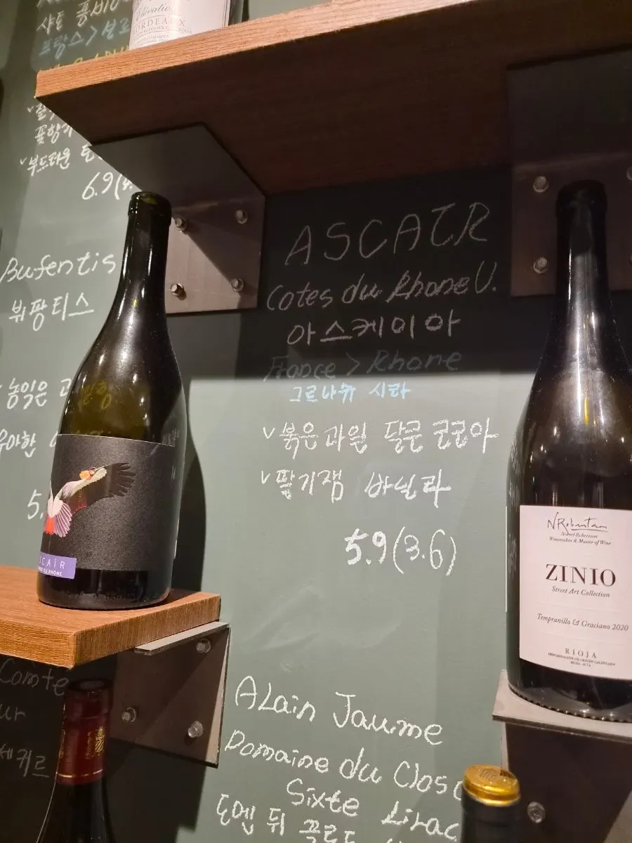 First of three wine bottles under consideration