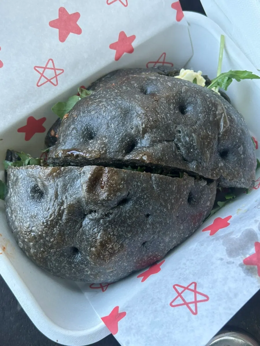 Focaccia bread made with squid ink