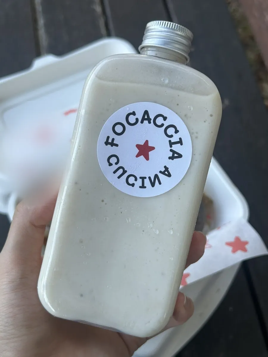 A cup of nutty fresh banana golden latte