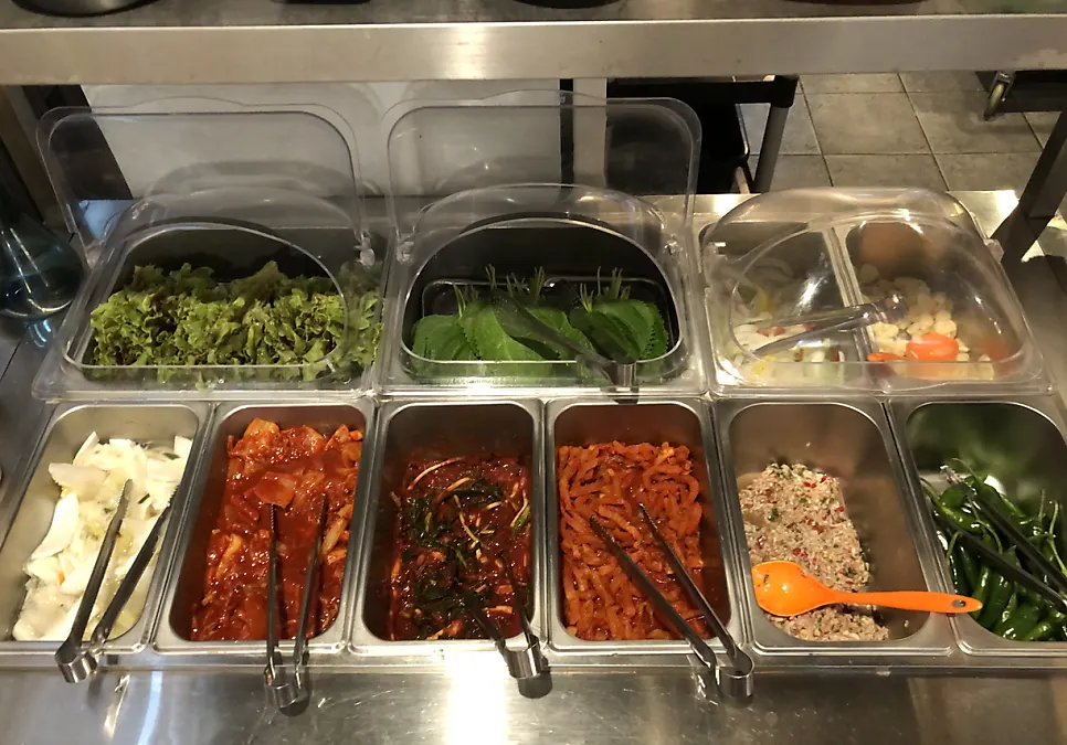 Self-serve bar for bossam kimchi and radish kimchi