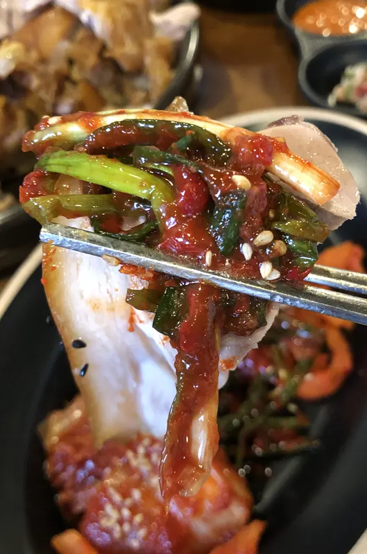 A piece of jokbal with meat and skin attached together