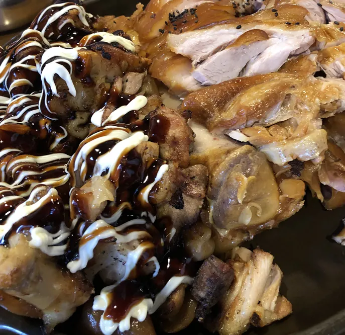 Grilled deri jokbal with charcoal aroma and teriyaki-style sauce