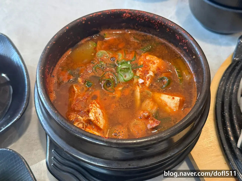 Rice and doenjang stew included with the stone-grilled galbi set
