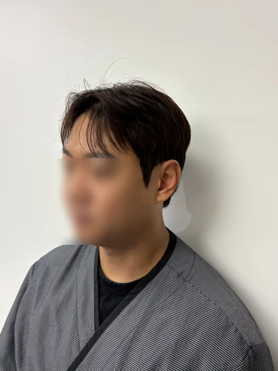 샴푸 후 남자머리 마무리 사진