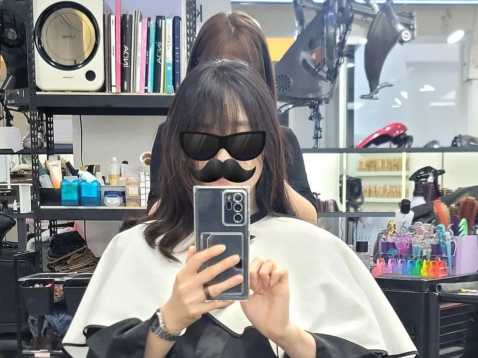 중단발 레이어드 라인 커트 과정