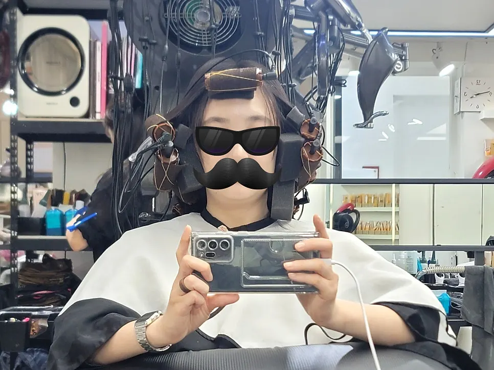 중단발 열펌 셋팅 과정