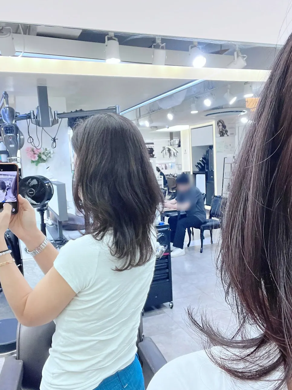 중단발 레이어드펌 완성 사진