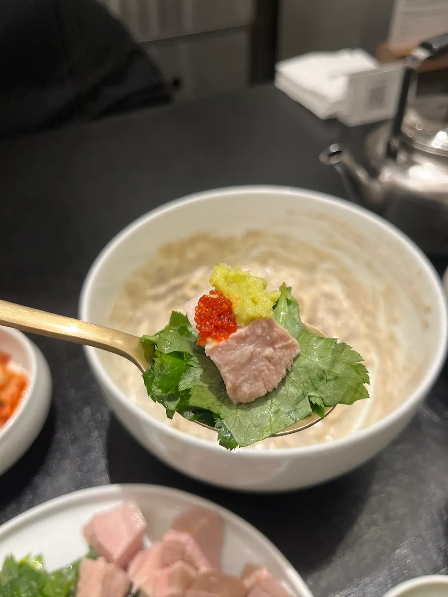 참나물 항정수육 와사비 조합