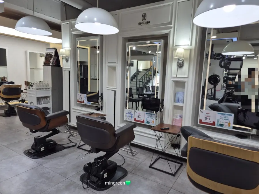 Salon interior with styling chairs and mirrors