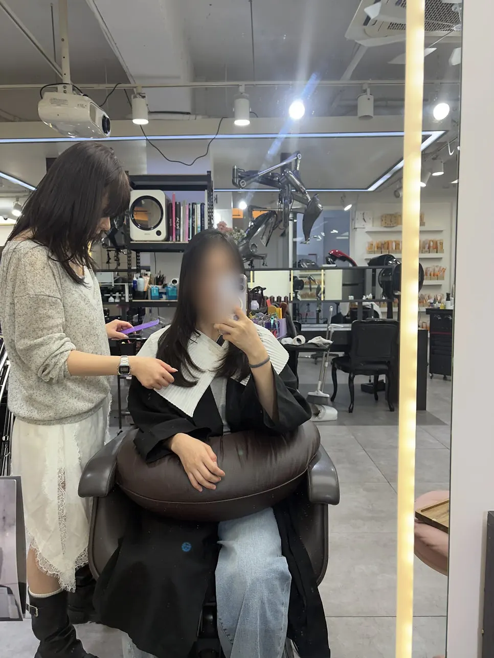 펌 마무리 후 드라이 과정