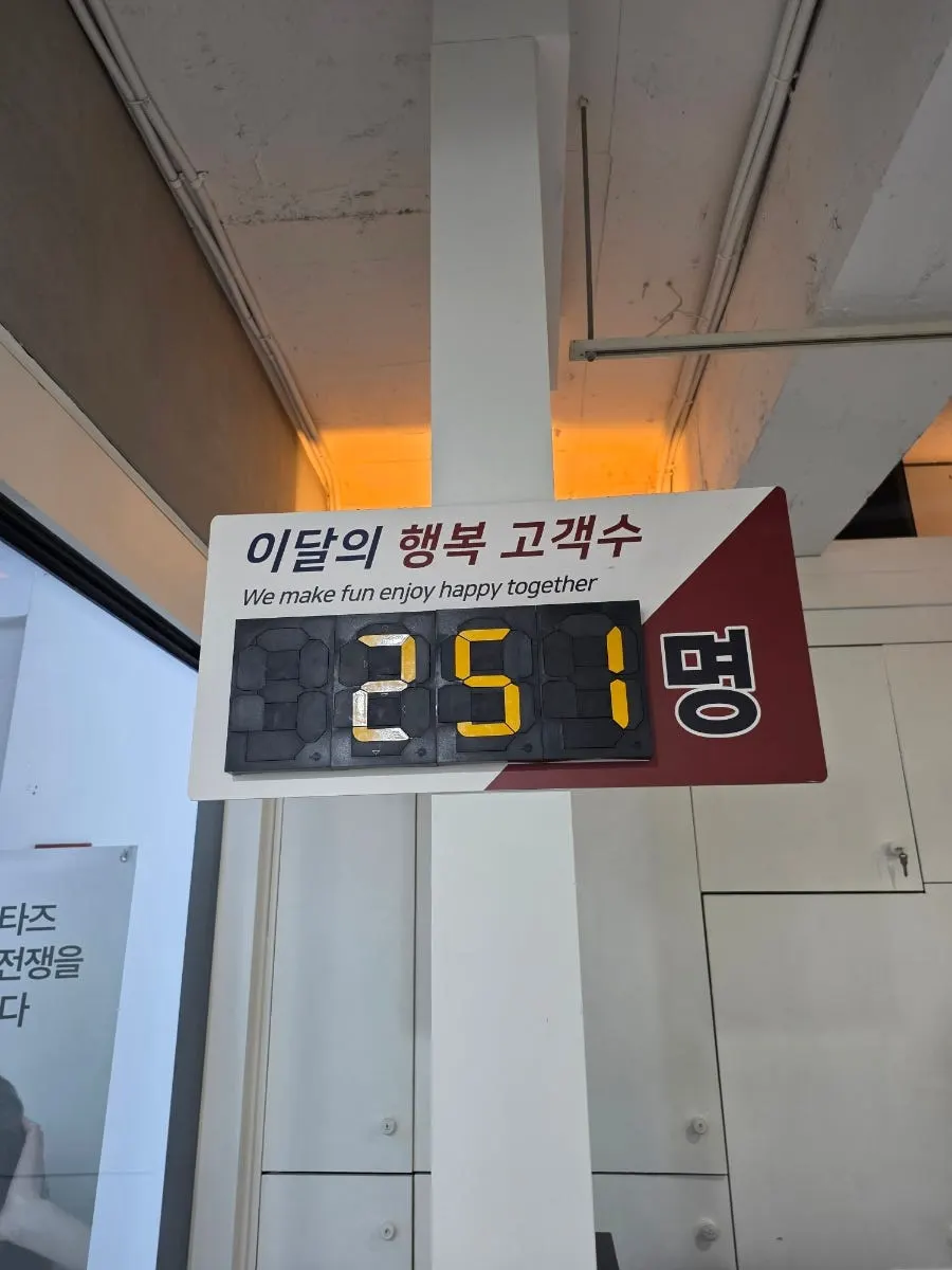 Display board showing the number of customer visits